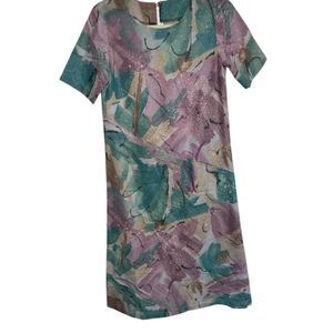 Vintage 70s Casual Abstract Dress Handmade OOAK Art Teacher Art-To-Wear Playful